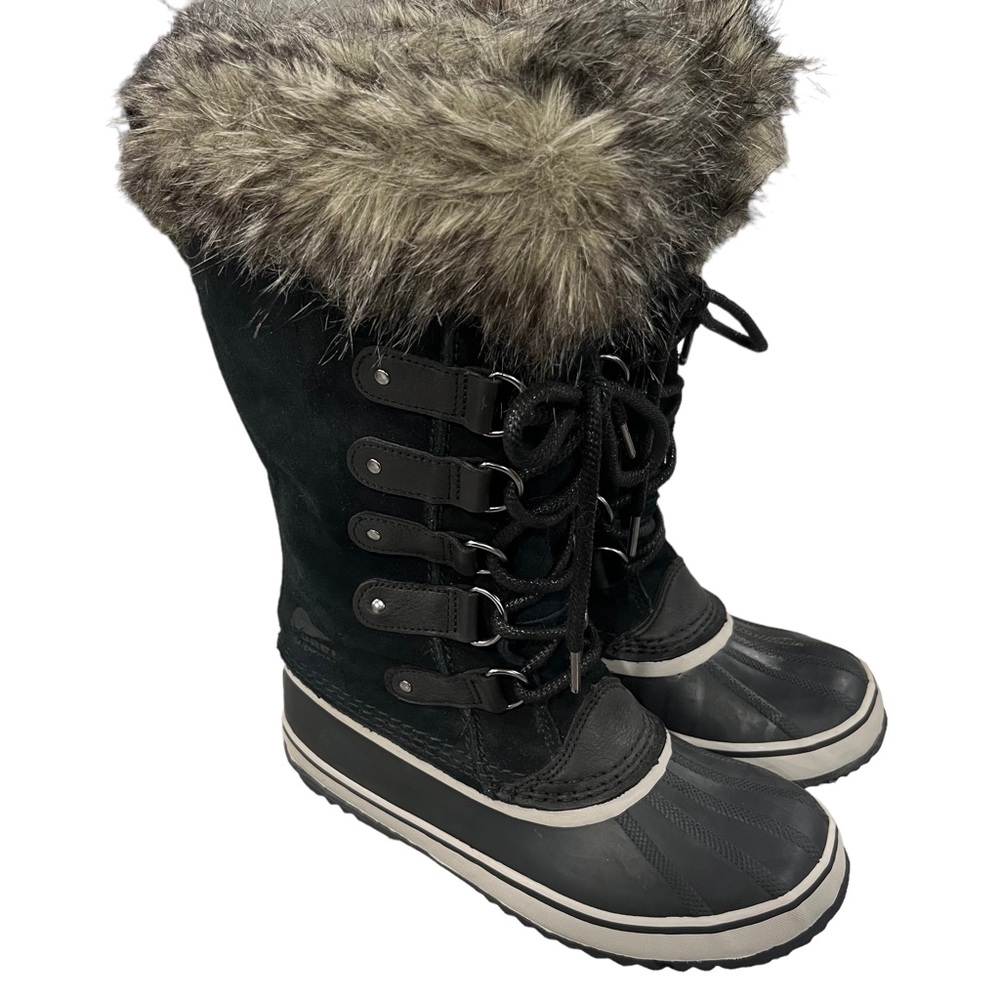 Sorel Joan of Arctic Winter Snow Boots Women’s Size 7.5 Black Fur Waterproof
